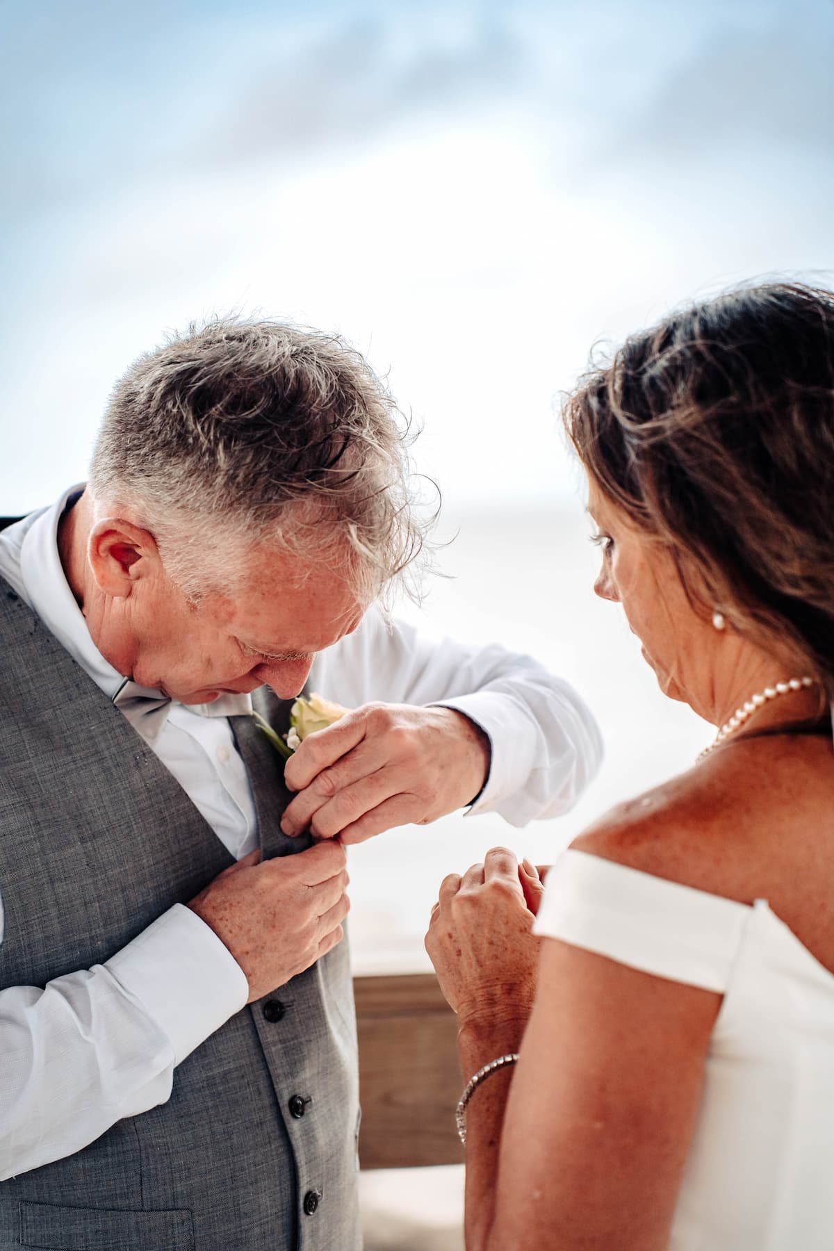bride and groom at alter